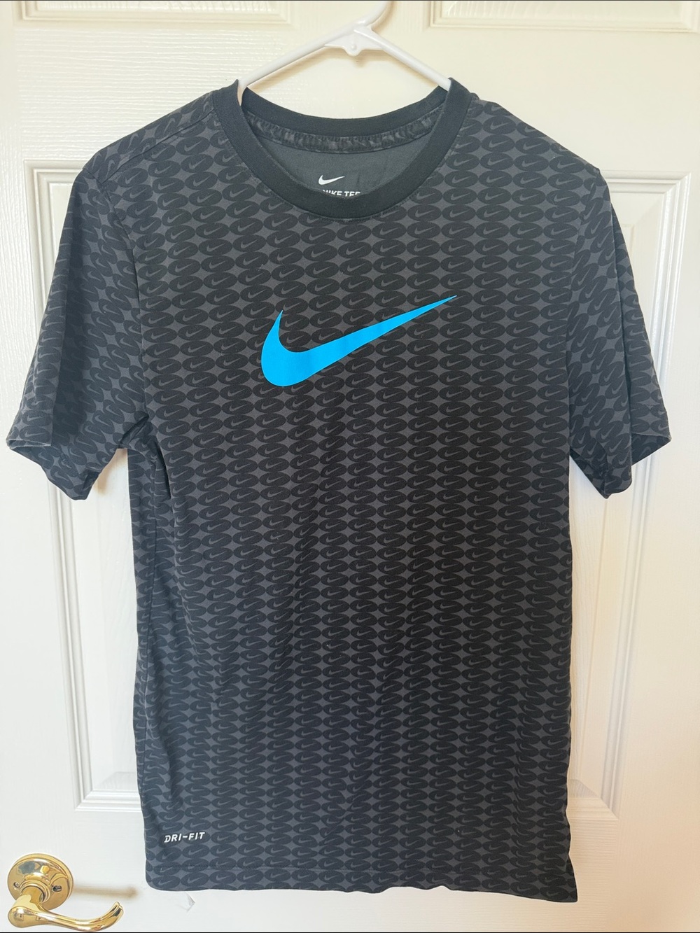 Nike Black Short-Sleeve Dri-FIT Tee with Bright Blue Swoosh